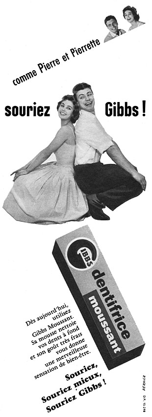 Publicité Gibbs 1956