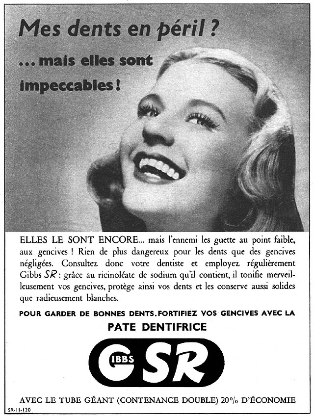 Publicité Gibbs 1950