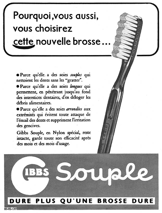 Publicité Gibbs 1950