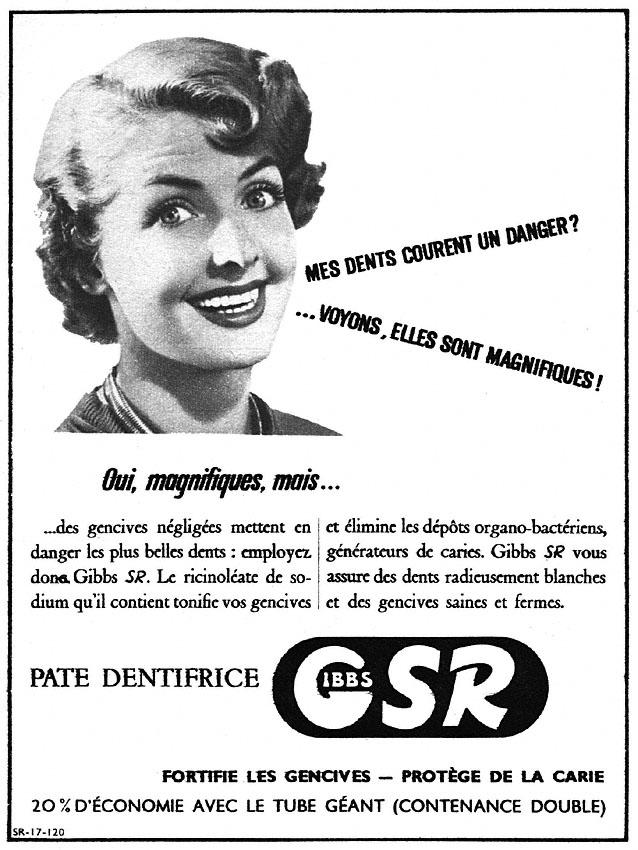 Publicité Gibbs 1950