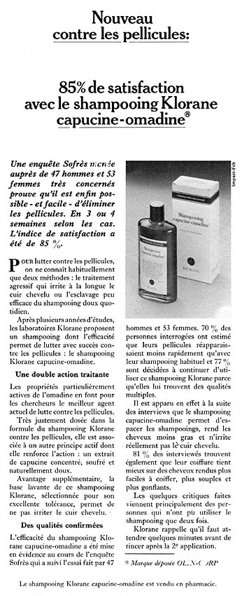 Publicité Klorane 1979