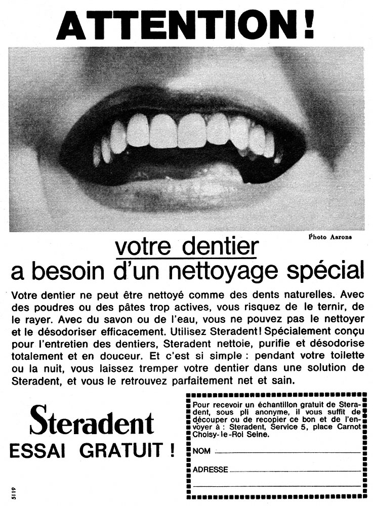 Publicit� Steradent 1963
