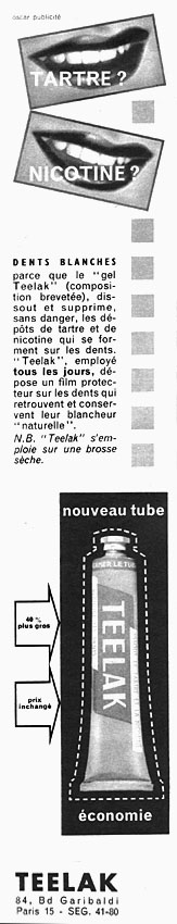 Publicité Teelak 1960