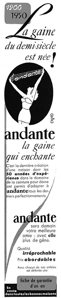 Publicité Andante 1950