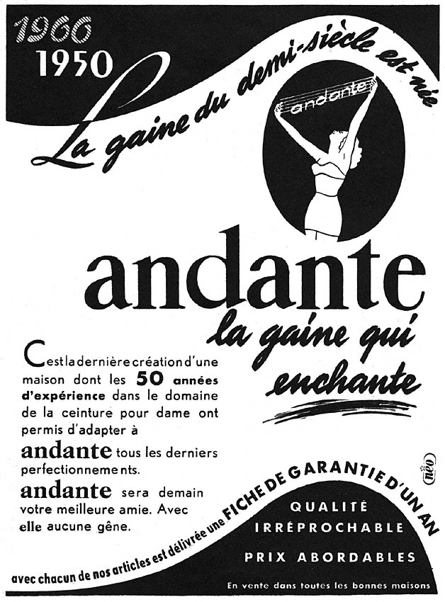 Publicité Andante 1950