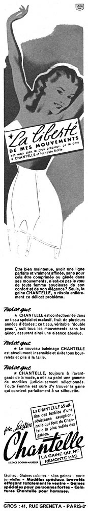 Publicité Chantelle 1954