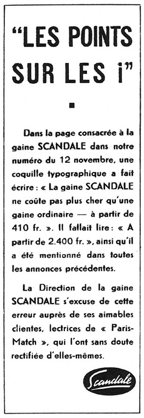 Publicité Scandale 1949