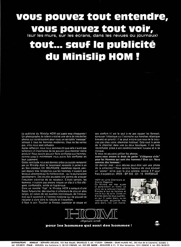 Publicité Hom 1969