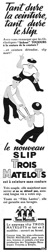 Publicité Trois matelots 1952