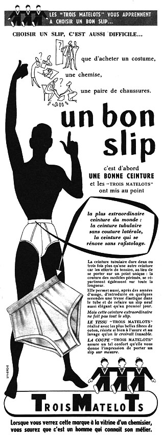 Publicité Trois matelots 1954