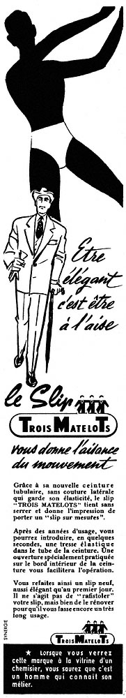 Publicité Trois matelots 1954