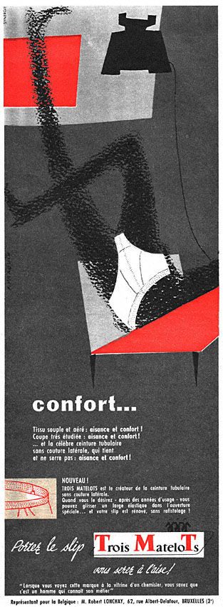 Publicité Trois matelots 1956