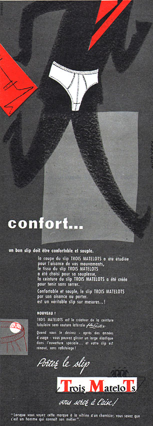 Publicité Trois matelots 1956