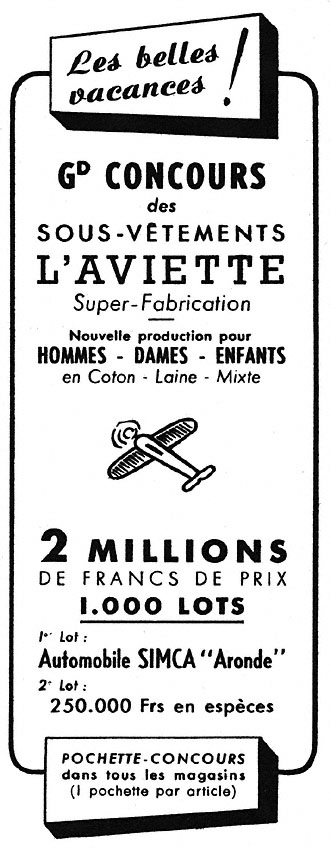 Publicité Aviette 1952