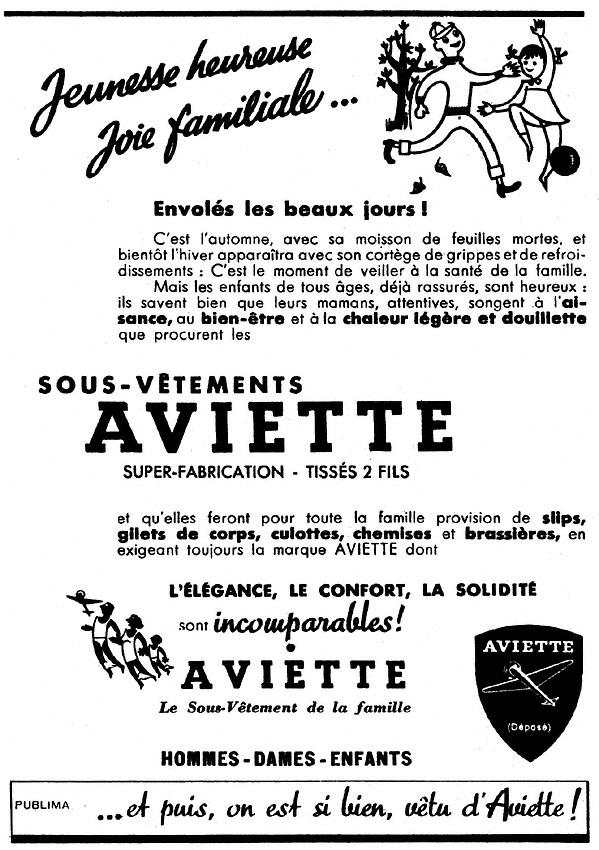 Publicité Aviette 1953