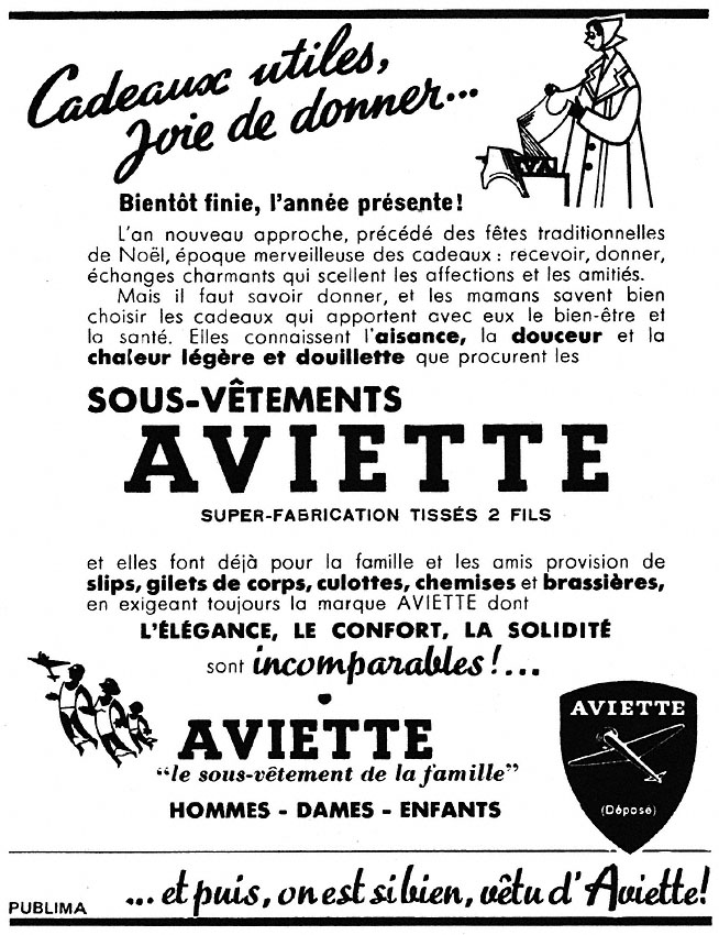 Publicité Aviette 1953