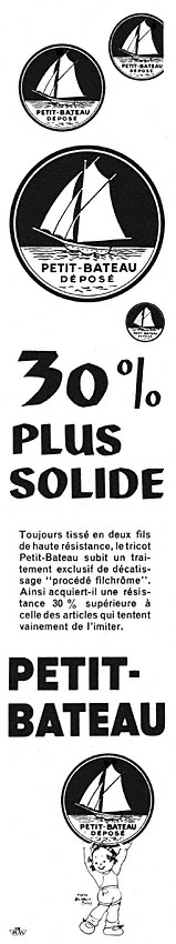 Publicité Petit bateau 1952