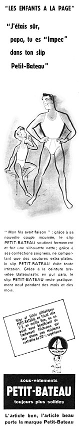 Publicité Petit bateau 1956