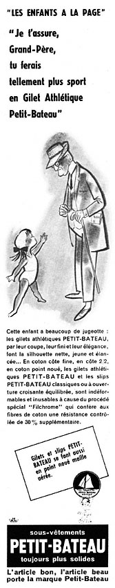 Publicité Petit bateau 1956