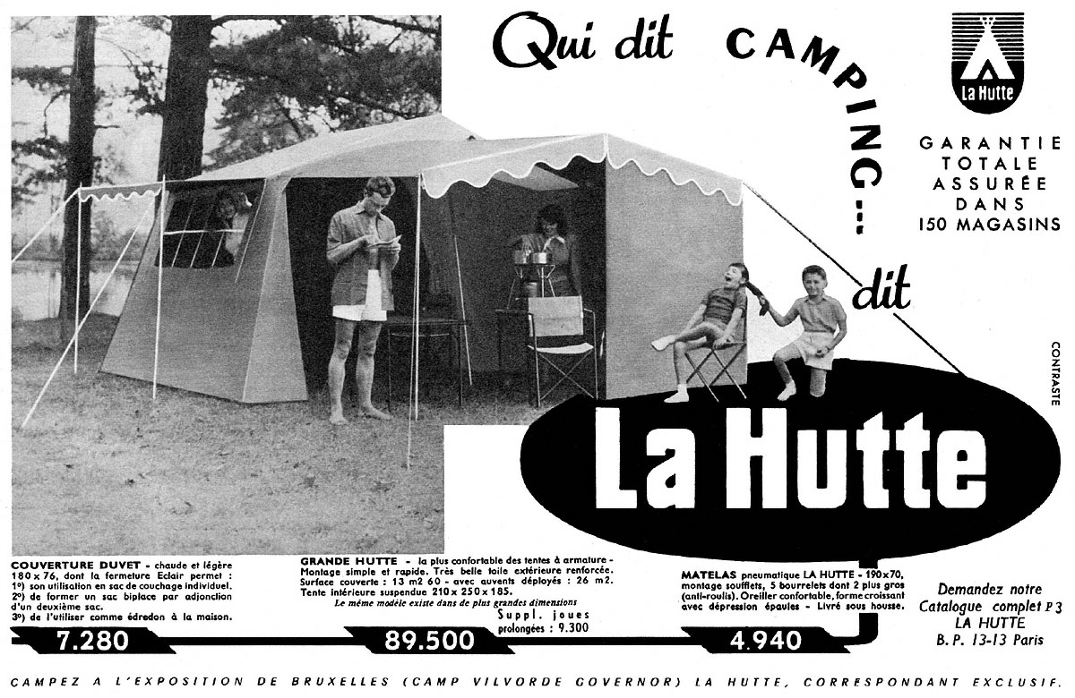 Publicité La Hutte 1958