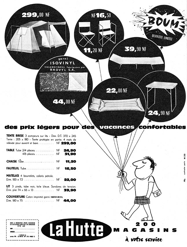 Publicité La Hutte 1962