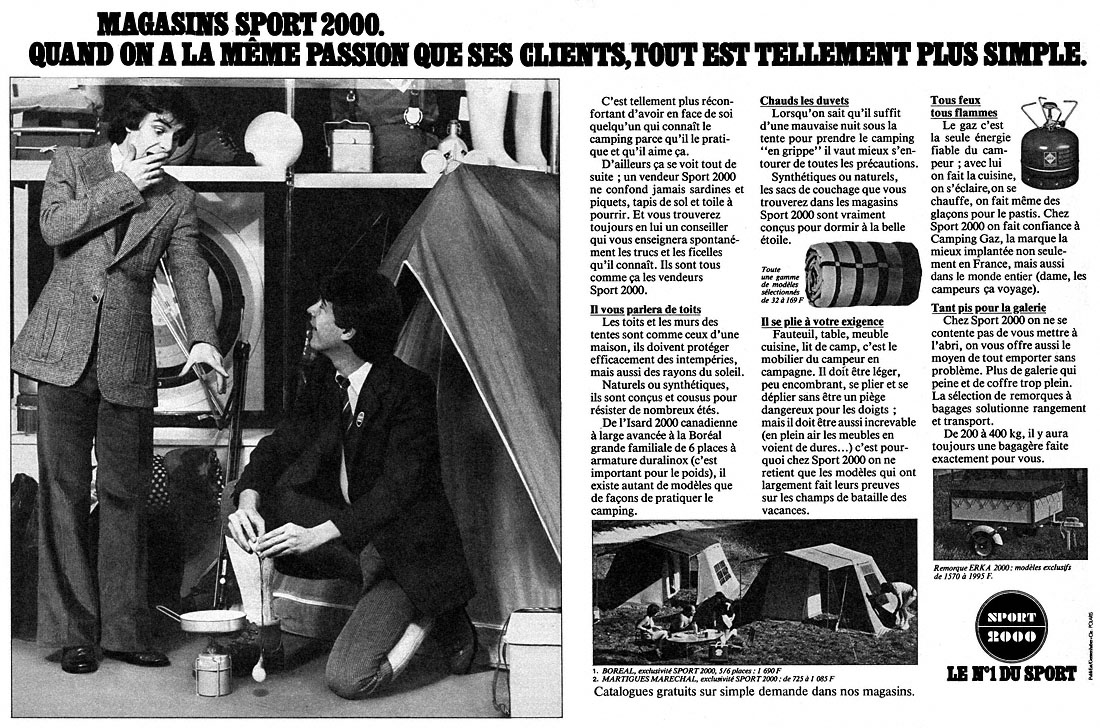 Publicité Sport 2000 1977