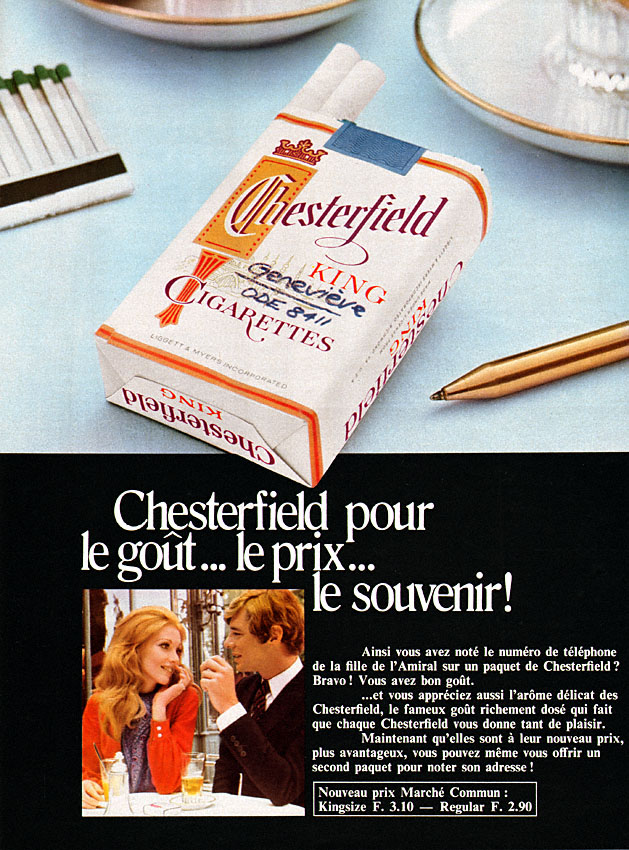 Publicité Chesterfield 1968