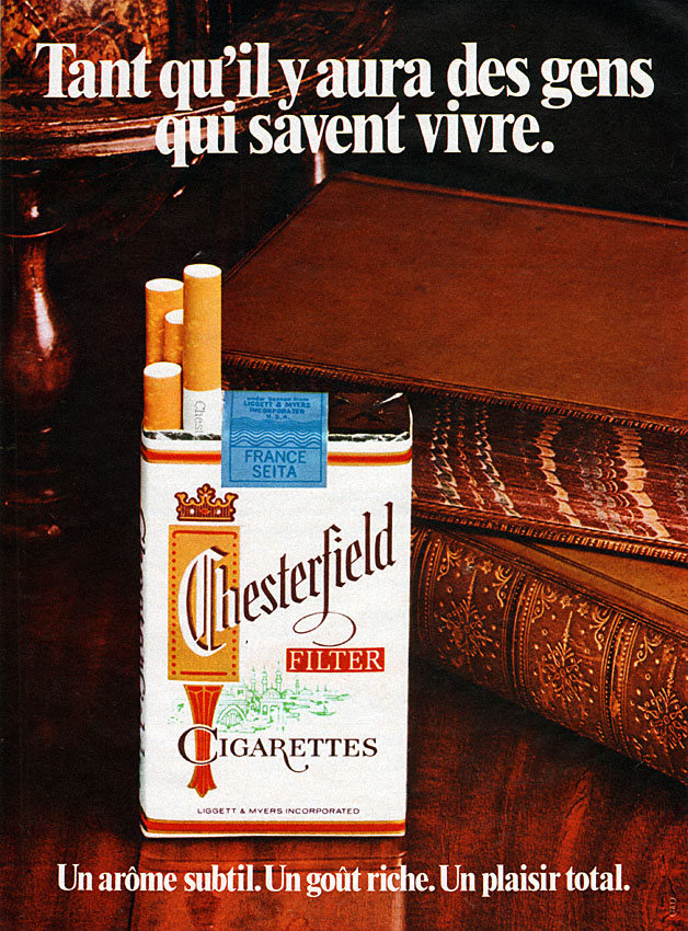 Publicité Chesterfield 1972