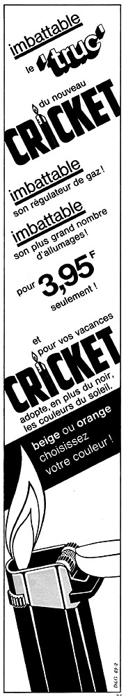 Publicit� Cricket 1969