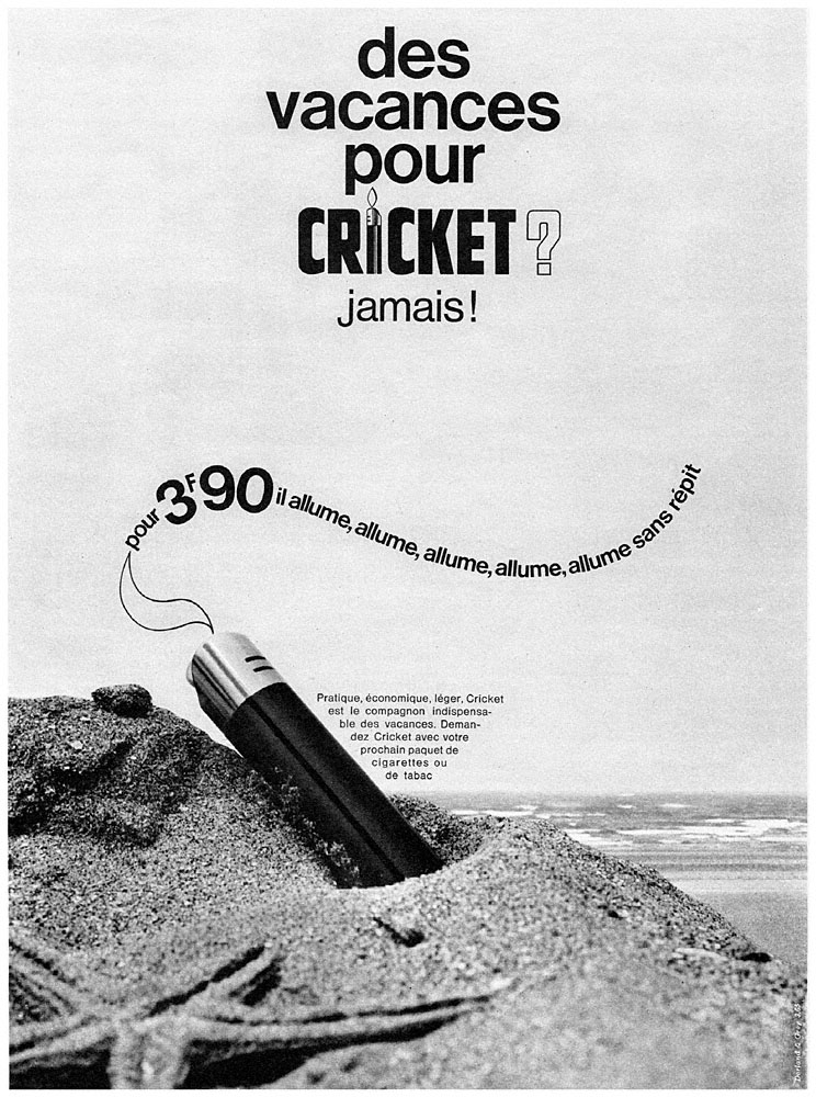Publicit� Cricket 1965