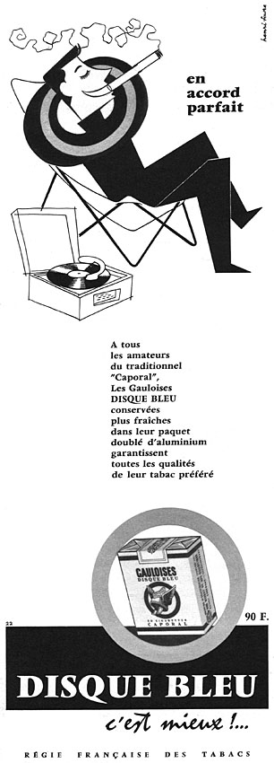 Publicité Disque bleu 1956