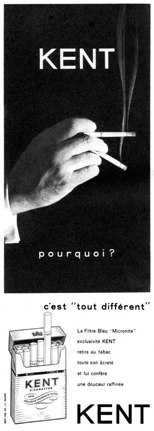 Publicité Kent 1962