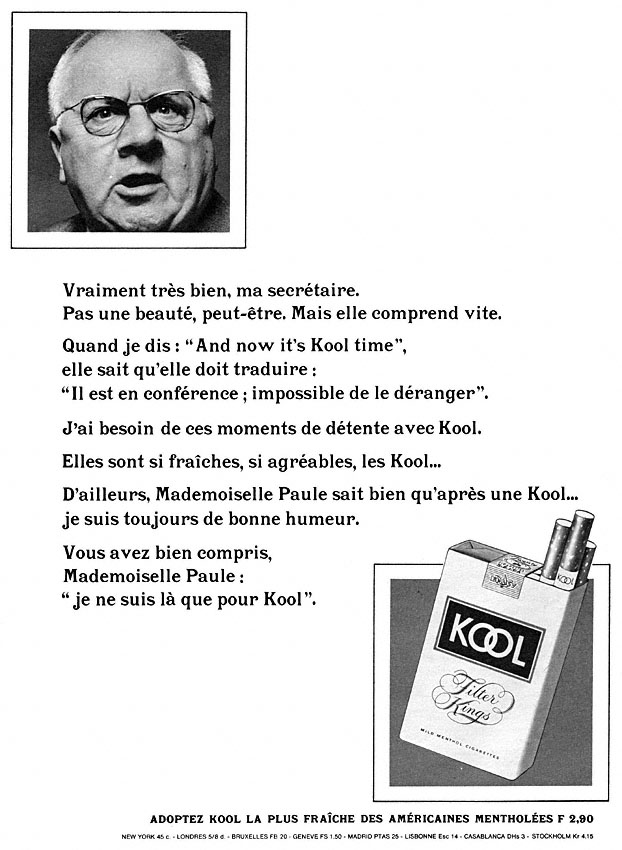 Publicité Kool 1967