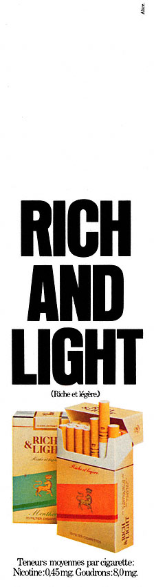 Publicité Rich & Light 1980