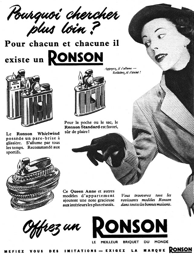 Publicité Ronson 1951