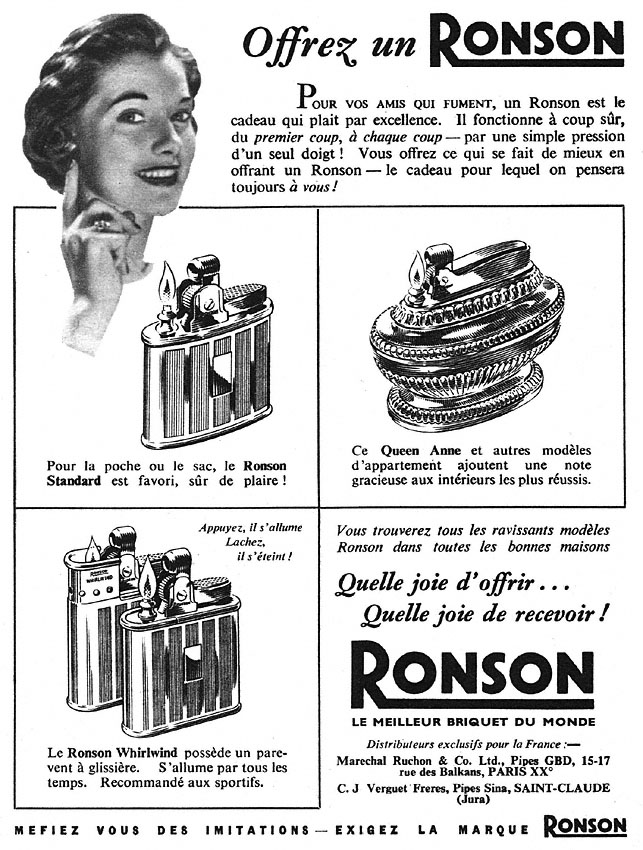 Publicité Ronson 1951