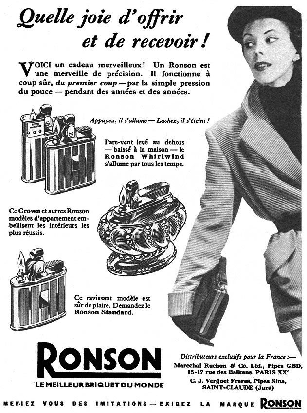 Publicité Ronson 1951