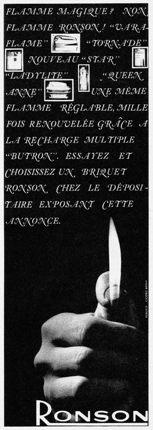 Publicité Ronson 1962