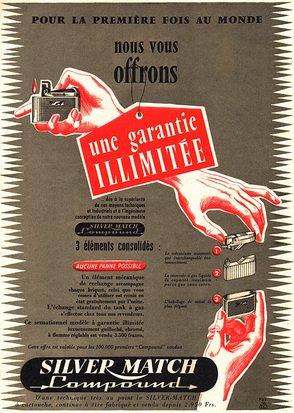 Publicité Silver Match 1956
