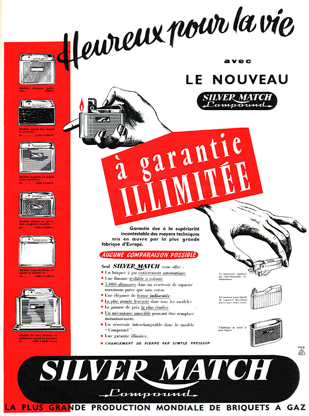 Publicité Silver Match 1957