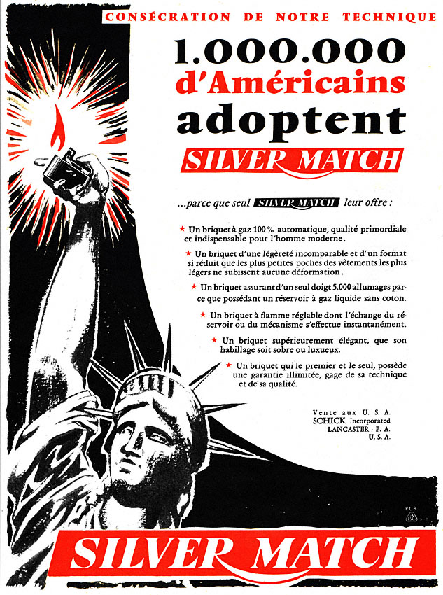 Publicité Silver Match 1957