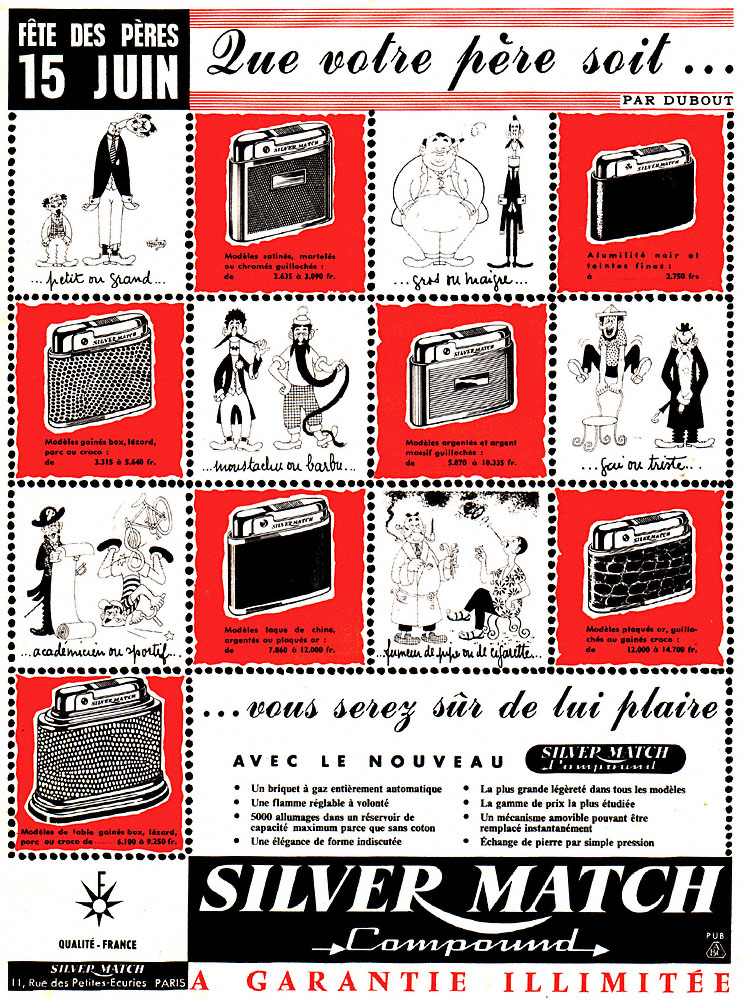 Publicité Silver Match 1958