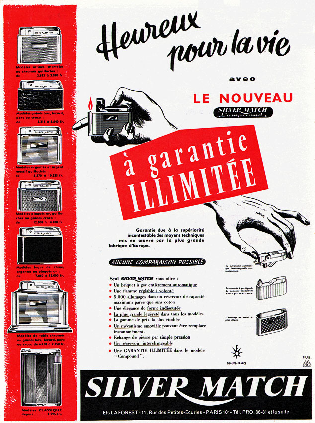 Publicité Silver Match 1958