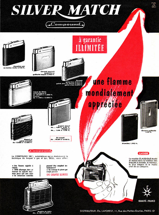 Publicité Silver Match 1959