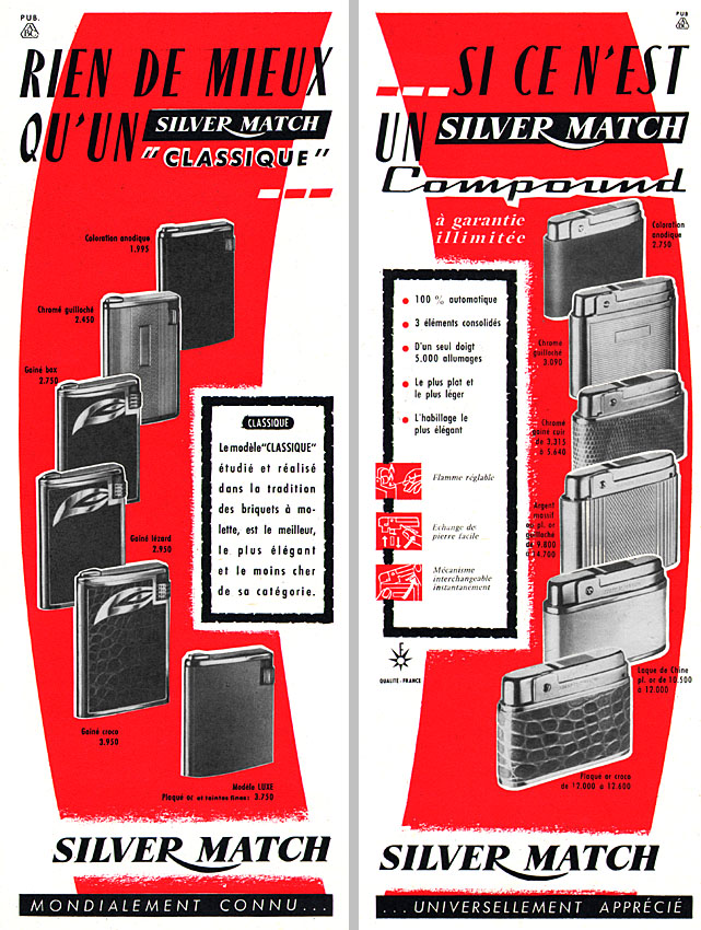 Publicité Silver Match 1959