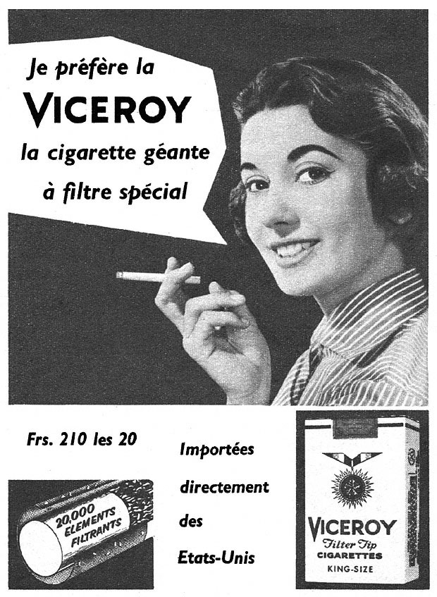 Publicité Viceroy 1957