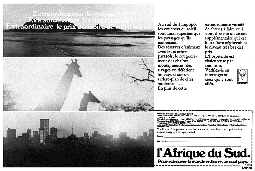 Publicité Afrique du Sud 1978