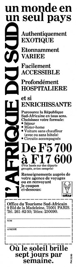 Publicité Afrique du Sud 1981