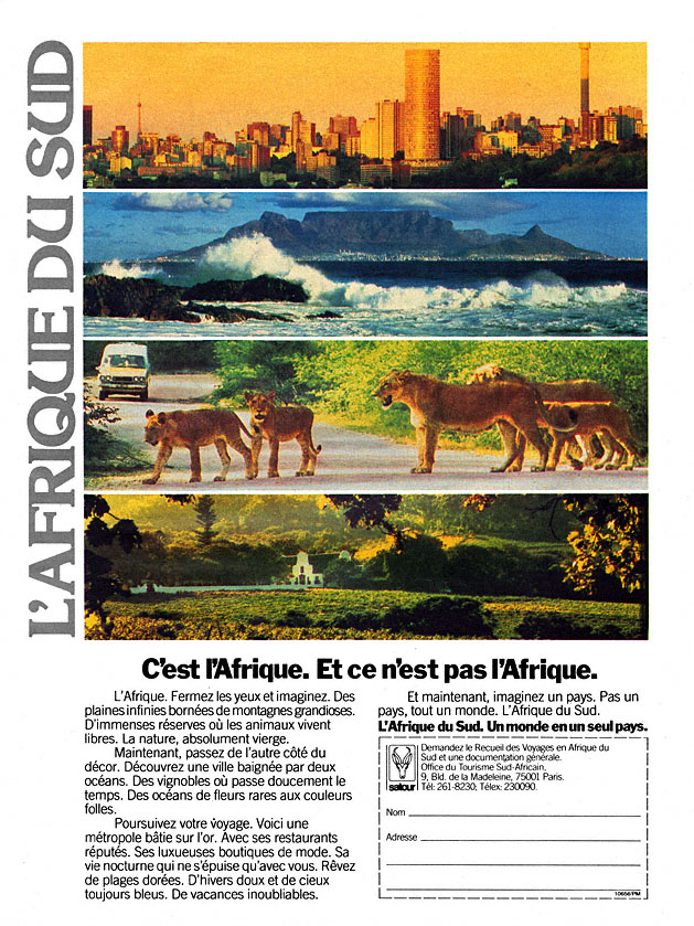 Publicité Afrique du Sud 1983