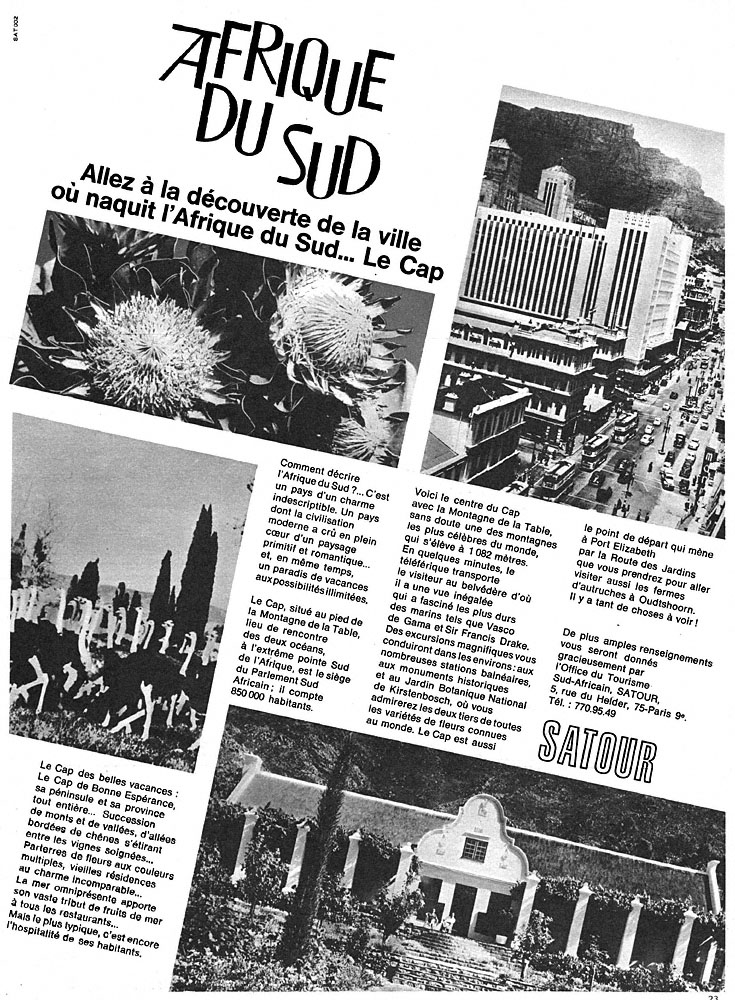 Publicit� Afrique du Sud 1967